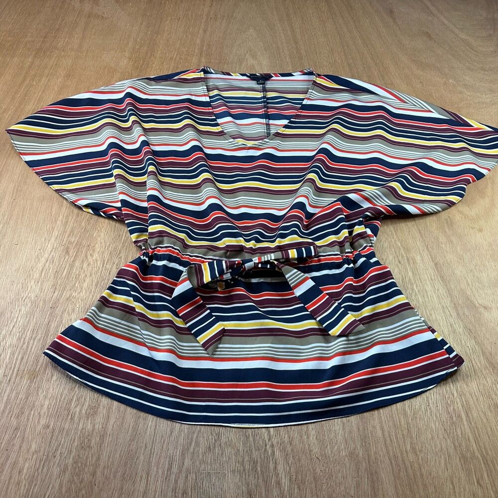 Banana Republic Striped Dolman Blouse M Elastic Waist Belt